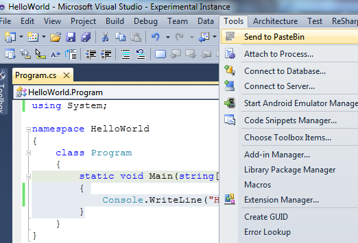 Send To Pastebin Visual Studio Marketplace